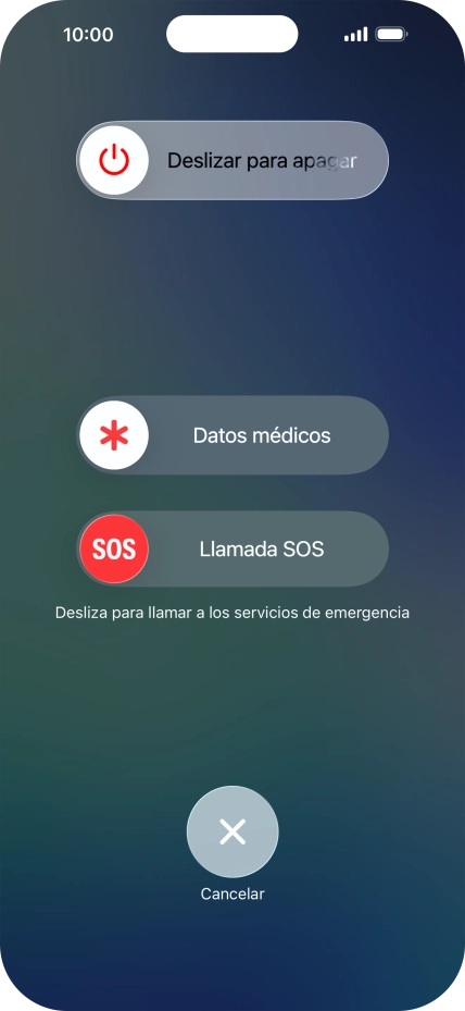 Pulsa el icono de apagar y arrástralo hacia la derecha. Pulsa el icono de apagar y arrástralo hacia la derecha.