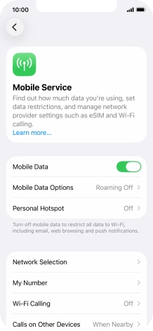 Press Mobile Data Options. Press Mobile Data Options.