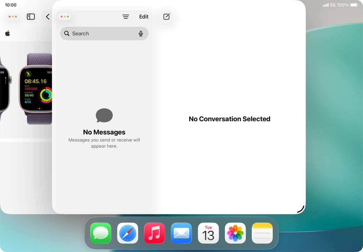 Press and hold the menu icon in the second application window. Press and hold the menu icon in the second application window.