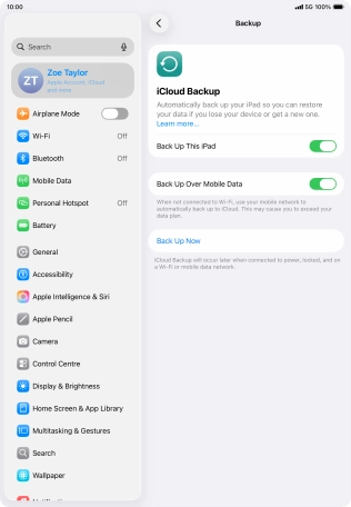 Press Back Up Now and wait while the tablet memory is backed up. Press Back Up Now and wait while the tablet memory is backed up.