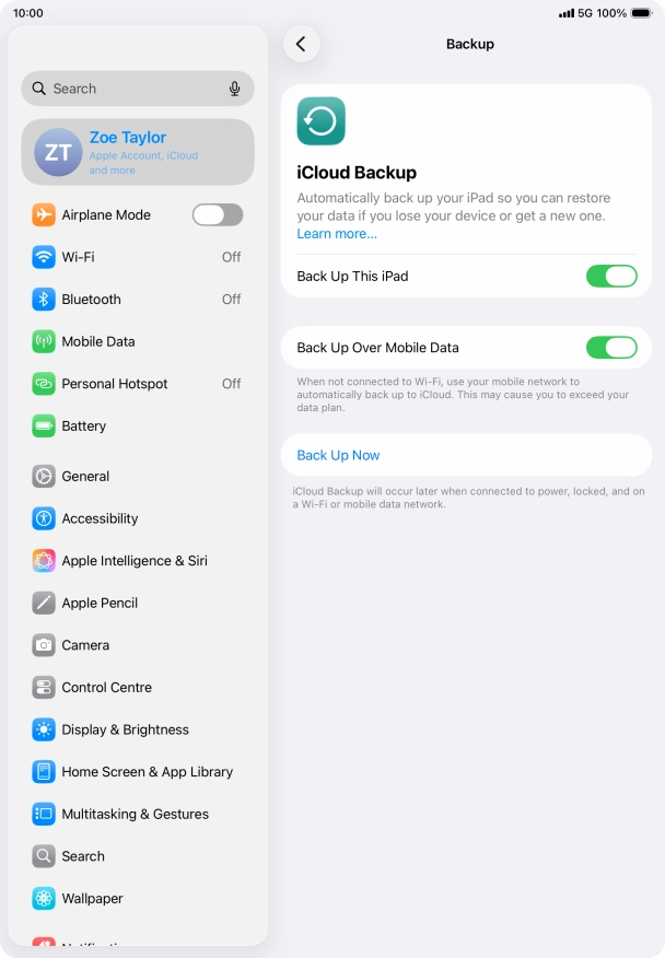 Press Back Up Now and wait while the tablet memory is backed up. Press Back Up Now and wait while the tablet memory is backed up.