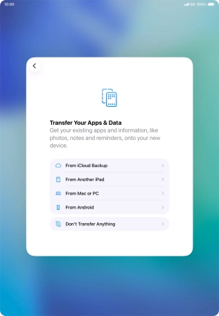 Press Don't Transfer Anything and follow the instructions on the screen to finish the activation. Press Don't Transfer Anything and follow the instructions on the screen to finish the activation.