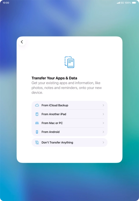 Press Don't Transfer Anything and follow the instructions on the screen to finish the activation. Press Don't Transfer Anything and follow the instructions on the screen to finish the activation.