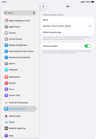 Press the required setting to turn the function on or off. Press the required setting to turn the function on or off.