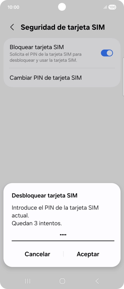Introduce tu código PIN y pulsa Aceptar. Introduce tu código PIN y pulsa Aceptar.