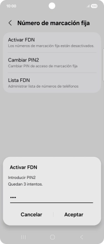 Introduce el código PIN2 y pulsa Aceptar. Introduce el código PIN2 y pulsa Aceptar.