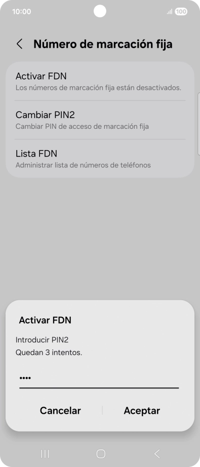 Introduce el código PIN2 y pulsa Aceptar. Introduce el código PIN2 y pulsa Aceptar.