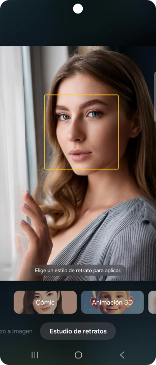 Para cambiar a diferentes estilos de los retratos, pulsa Estudio de retratos. Para cambiar a diferentes estilos de los retratos, pulsa Estudio de retratos.