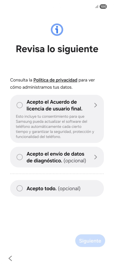 Pulsa en el campo junto a los ajustes deseados para seleccionarlos. Pulsa en el campo junto a los ajustes deseados para seleccionarlos.