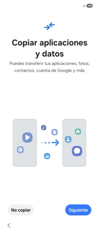 Pulsa No copiar y sigue las indicaciones de la pantalla para finalizar la activación del teléfono. Pulsa No copiar y sigue las indicaciones de la pantalla para finalizar la activación del teléfono.