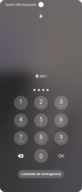 Si es necesario desbloquear la tarjeta SIM, introduce el código PIN y pulsa OK. Si es necesario desbloquear la tarjeta SIM, introduce el código PIN y pulsa OK.
