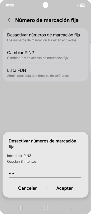 Introduce el código PIN2 y pulsa Aceptar. Introduce el código PIN2 y pulsa Aceptar.