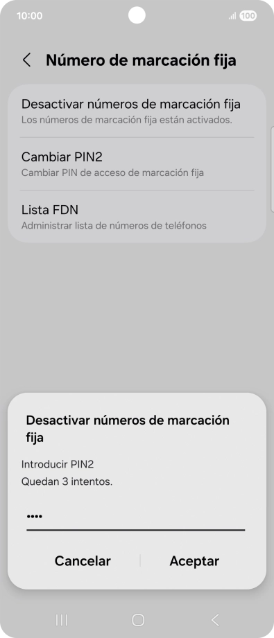 Introduce el código PIN2 y pulsa Aceptar. Introduce el código PIN2 y pulsa Aceptar.