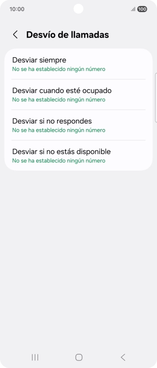 Pulsa el tipo de desvío deseado. Pulsa el tipo de desvío deseado.