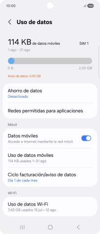 El consumo total de datos se visualiza ahora en la pantalla. El consumo total de datos se visualiza ahora en la pantalla.