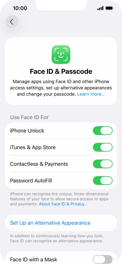 Press the indicators next to the required settings to turn them on or off. Press the indicators next to the required settings to turn them on or off.