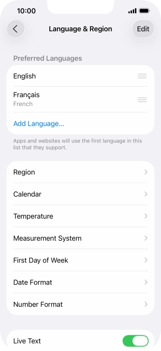 To subsequently select another language as the default language, press the move icon next to the required language and drag it to the top of the list. To subsequently select another language as the default language, press the move icon next to the required language and drag it to the top of the list.