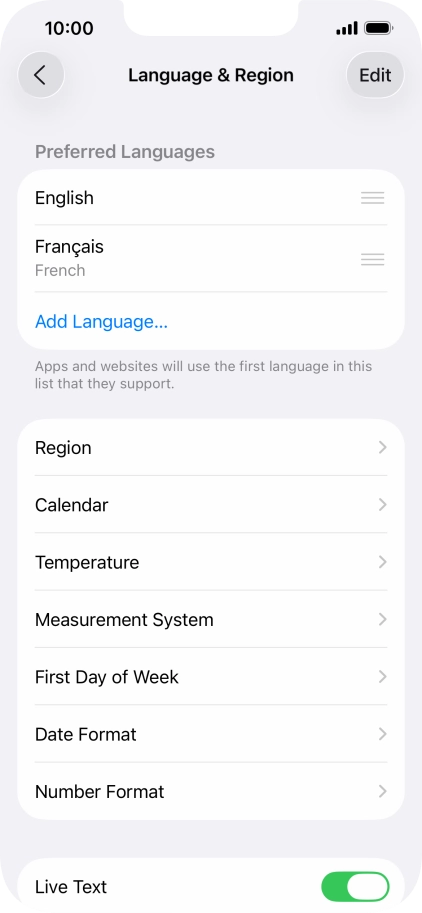 To subsequently select another language as the default language, press the move icon next to the required language and drag it to the top of the list. To subsequently select another language as the default language, press the move icon next to the required language and drag it to the top of the list.