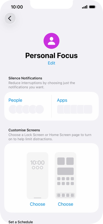 Press People and follow the instructions on the screen to select which contacts you would like to receive calls and notifications from when the selected focus mode is active. Press People and follow the instructions on the screen to select which contacts you would like to receive calls and notifications from when the selected focus mode is active.