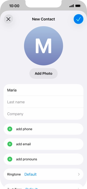 Press Last name and key in the last name. Press Last name and key in the last name.