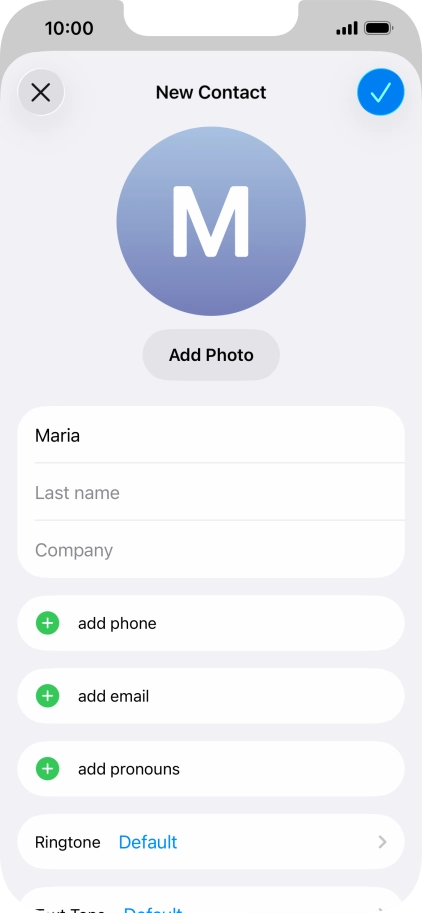 Press Last name and key in the last name. Press Last name and key in the last name.