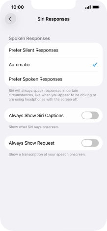 Press the required setting. Press the required setting.