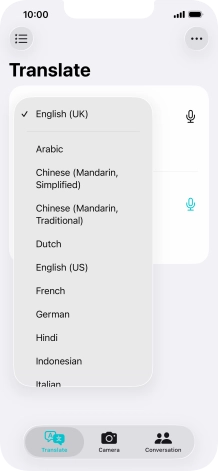 Press the required source language. Press the required source language.