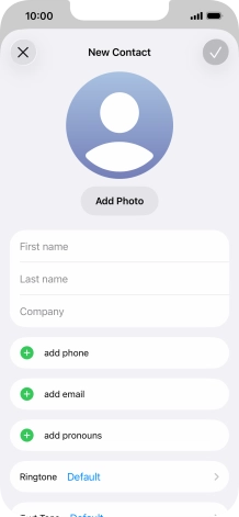 Press First name and key in the first name. Press First name and key in the first name.