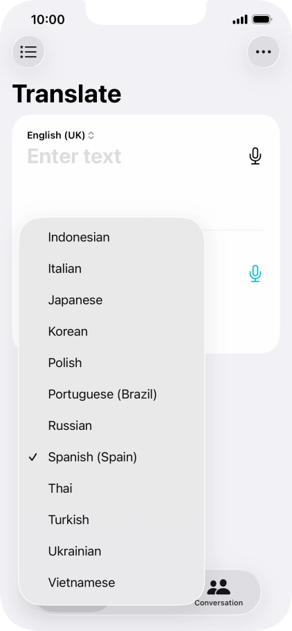 Press the required target language. Press the required target language.