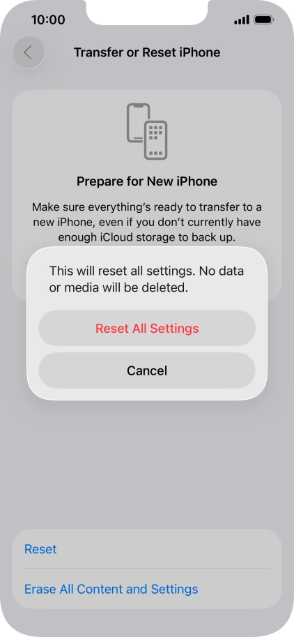 Press Reset All Settings. Press Reset All Settings.