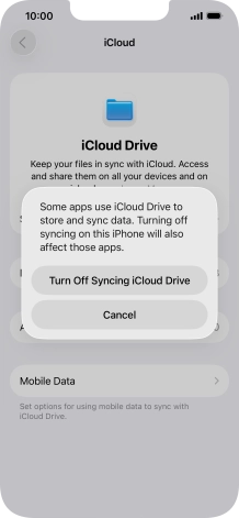 If you turn off the function, press Turn Off Syncing iCloud Drive. If you turn off the function, press Turn Off Syncing iCloud Drive.