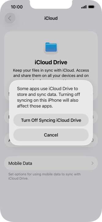 If you turn off the function, press Turn Off Syncing iCloud Drive. If you turn off the function, press Turn Off Syncing iCloud Drive.