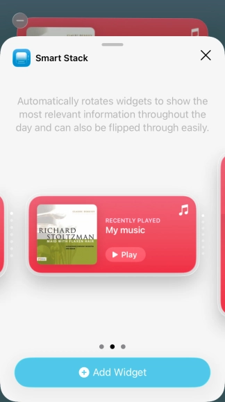 Slide your finger right or left on the screen to select the required widget size. Slide your finger right or left on the screen to select the required widget size.