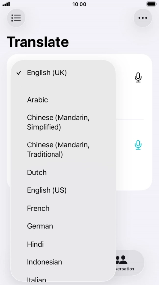 Press the required source language. Press the required source language.