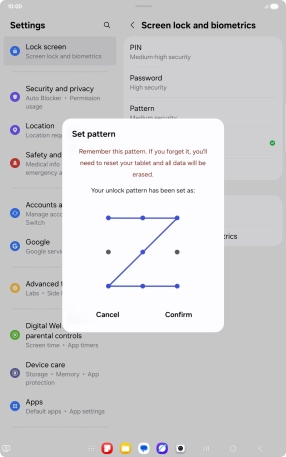 Repeat the selected lock code and press Confirm. Repeat the selected lock code and press Confirm.
