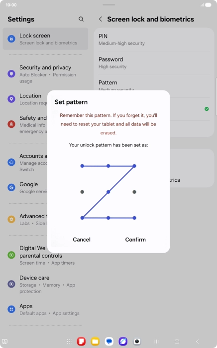 Repeat the selected lock code and press Confirm. Repeat the selected lock code and press Confirm.