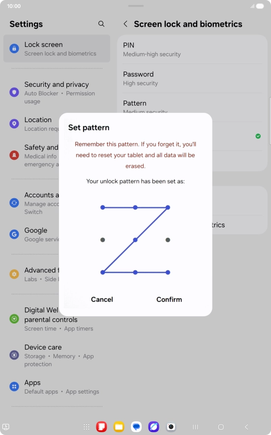 Repeat the selected lock code and press Confirm. Repeat the selected lock code and press Confirm.