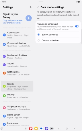 Press the required setting. Press the required setting.