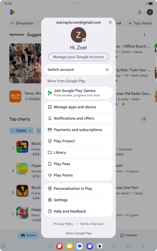 Press Manage apps and device. Press Manage apps and device.