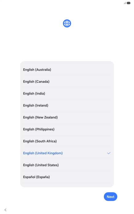 Press the required language. Press the required language.