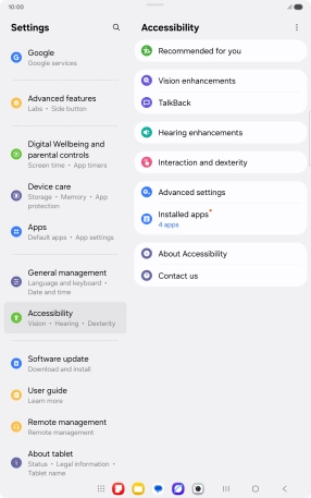 Press Vision enhancements and follow the instructions on the screen to select the required settings. Press Vision enhancements and follow the instructions on the screen to select the required settings.
