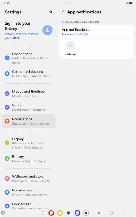 Press Add apps and follow the instructions on the screen to select which apps you would like to receive notifications from when Do Not Disturb is turned on. Press Add apps and follow the instructions on the screen to select which apps you would like to receive notifications from when Do Not Disturb is turned on.