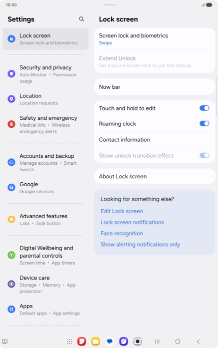 Press Screen lock and biometrics. Press Screen lock and biometrics.