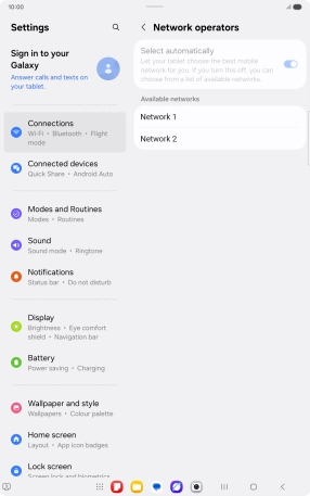 Press the required network. Press the required network.