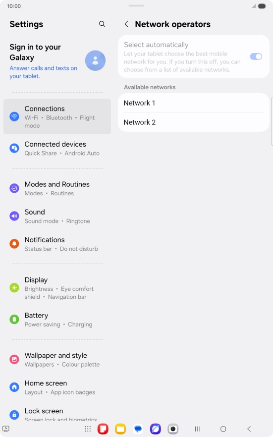 Press the required network. Press the required network.