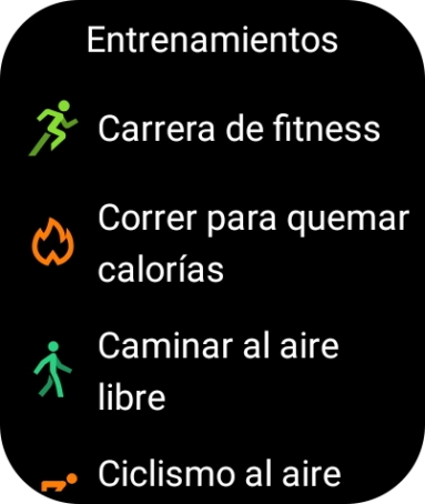 Pulsa el tipo de entrenamiento deseado. Pulsa el tipo de entrenamiento deseado.