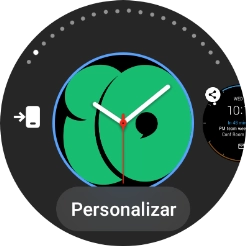 Desliza el dedo hacia la izquierda para ver las diferentes esferas del reloj. Desliza el dedo hacia la izquierda para ver las diferentes esferas del reloj.