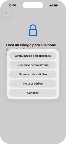 Sigue las indicaciones de la pantalla para activar el uso del código de seguridad o pulsa No usar código. Sigue las indicaciones de la pantalla para activar el uso del código de seguridad o pulsa No usar código.