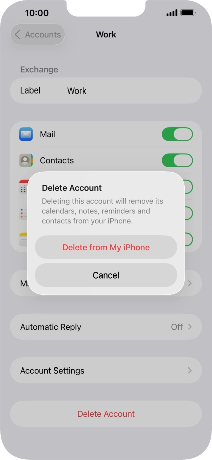 Press Delete from My iPhone. Press Delete from My iPhone.