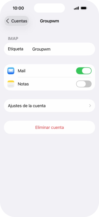 Pulsa Ajustes de la cuenta. Pulsa Ajustes de la cuenta.